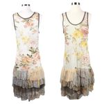 Alberto Makali Jersey Dress Floral Sequins Tulle Ruffles Hem Sleeveless Small Photo 7