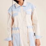 Anthropologie XS Carleton color block anorak Stylish Light Blue and Cream Jacket Photo 0