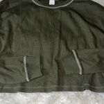 Abound Crewneck Cropped LS Waffle Top Color Olive Green Size XL NWT Photo 2