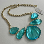 Kendra Scott Kensie Illusion Statement Necklace Aquamarine Teal Blue Green NWT! Photo 0