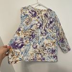 Alfred Dunner White Tan Blue Lilac Purple Floral Embellished 3/4 Sleeve Sweater Photo 10