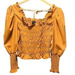 Milk & Honey NWT Smocked Crop Yellow Blouse Size Large Photo 0