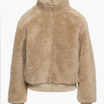 Aritzia The Group Babaton Sherpa Black Bomber Jacket in Gold Camel Photo 0