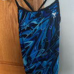 TYR Black and Blue Swirl Swimsuit Photo 0