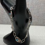 Artisan Native American Sterling Silver Turquoise Bear Paw Link Bracelet Photo 4
