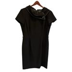 Tahari Women's Black Knee Length Dress Size 12 Shawl Collar Business Photo 2