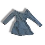 Anthropologie ATSU One Shoulder Denim Mini Dress Sz 6 Blue Belted Off Shoulder Photo 3