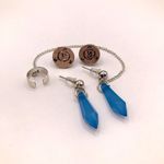 Supernatural Earring Set Angel Banishing Sigil and Faux Blue Crystals with Cuff Silver Photo 0