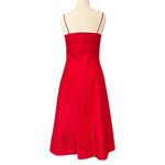 Ann Taylor  | Red Silk Fit and Flare Cocktail Dress Beaded Spaghetti Straps Sz 4 Photo 2