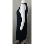 CeCe Black Dress Size 4 V Neck Shift Sleeveless Layerd Pleated hem Lace $138 Photo 4