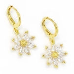 Crystal Flower Earrings – Gold Hoop with CZ Daisies, Sparkling Floral Jewelry Photo 0