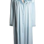 Vanity Fair Vintage 80s  Blue Nylon Button Front Robe XXL Nightgown Embroidered Photo 0