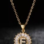 Initial βFβ Rhinestone Charm Necklace Gold Photo 0