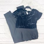 White House | Black Market WHBM Women's Velvet-Bodice V-Neck Black Jumpsuit Size 14 Photo 2