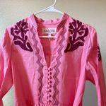 SALONI Alexa Embroidered Cotton Tiered Midi Dress in Geranium Pink Sz 4 US Photo 3