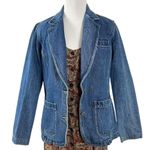 Liz Claiborne Vintage 90s Y2K Denim Blazer Size Small Jean Jacket Preppy Classic Photo 2