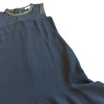 Sandro Black Silk Blend Dress Sleeveless Party Vegan Leather Trim Size 2 Medium Photo 3