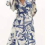 Anthropologie BEATRICE B SOLANA ABSTRACT MAXI DRESS IN BLUE Z217-0 Photo 0