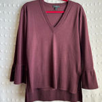 J.Crew Women’s 100% Merino Wool V-Neck Bell Sleeve Sweater S Burgundy Photo 0