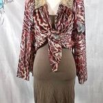 Mocha bodycon dress with cropped tie front flare sleeve top size small Photo 0