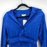 RONNY KOBO Bernice Royal Blue Satin Midi Dress Long Sleeves Jacquard NEW SMALL Photo 3