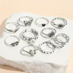 NEW 11pc Silver Stackable Rings, Snake Jewelry, Butterfly Ring, Eye Design Photo 1