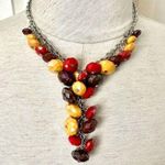 Multi beaded silver tone statement necklace Photo 0