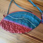 Vtg Carlo Fiori Purse Brightly Colored Snake Leather Crossbody Zip Tassles Italy Pink Photo 3