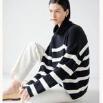 NEW Velvet By Jenny Graham Sz Small Encino Sweater Striped Turtleneck Wool Blend Black Photo 0