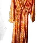 Kate & Lily women's deep V neck long sleeve maxi chiffon dress sz 14 Orange Photo 0