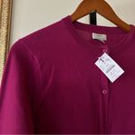 J.Crew  Classic 100% Cotton Cardigan Sweater Button Front Berry Pink NWT Size L Photo 2