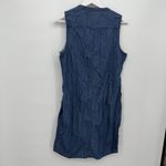 J.Crew Chambray Denim Button Front Mini Dress Tie Belt Size Medium Cotton Blue Photo 5