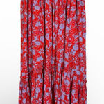 Free People  Red Blue Floral Tiered Maxi Skirt Boho Women’s M Festival Beachy Photo 0