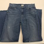MOTHER Denim Mother Jeans The Roller Wide Leg Flare Raw Hem Distressed Medium Wash High Waist Photo 1