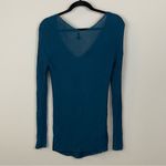 Lafayette 148 New York Scoop Neck Diagonal Rib Long Sleeve Sweater Teal Size M Blue Size M Photo 6