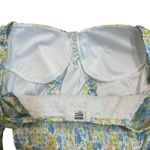 Madden NYC Smocked Long Sleeve Brami Built in Bra Blouse Crop Top Green Small Photo 7