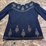 Joseph A  Black Knit Beaded Embellished Top Gold Embroidery Medium Vintage Y2K Photo 11
