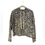 La La Land Creative Co. Women's Long Sleeve Zebra Print Hoodie Medium NWT Gray Photo 1