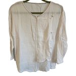 White Gauze Cotton Long Sleeve Top Tunic Asymmetric Hem Lightweight Size Large Photo 0