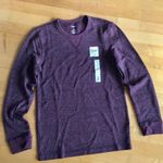 Sonoma Long Sleeve Thermal Crewneck, Red Wine Burgundy Heather, Size S Photo 1