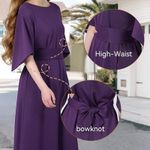 NWT ~ Elegant Purple Midi Dress Wide Bell Sleeves & Belted Waist ~ Women's XL Photo 3