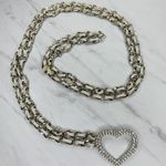 Rhinestone Heart Silver Chain Link Belt Y2K Festival One Size (OS) ✨ Photo 0