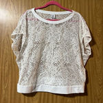 CAbi White Lace Top Woman’s Size Medium See Through Top Photo 0