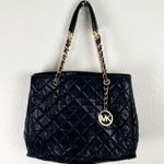Michael Kors Susannah Black Leather Quilted Double Chain Straps Shoulder Bag Photo 0