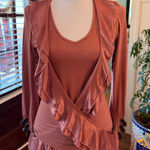 Boutique NWOT Unique Elegant Ruffled Women's Top with Silk & Buckle Detail Pink Photo 0