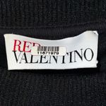 RED Valentino Black Pleated Peplum Sweatshirt Logo Tape Sleeves Designer Top S Photo 7
