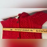 Kilronan Knitwear Red Merino Wool Cable Sweater Made in Ireland Chunky Small Photo 7