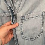 Cache Boutique Woven Blue Long Sleeve Button Down High Low Top Size Large Photo 8