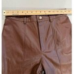 Wildfox  Pants Womens Medium Brown Faux Vegan Leather Slit Hem Straight Leg Photo 7