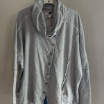 Free People  We The Free Gray Button-Up Shacket Funnel Neck Women’s Size Medium Photo 0